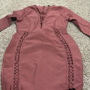 Women’s Lace-Trim 𝓫𝓪𝓷𝓭𝓪𝓰𝓮 Dress in Dusty Rose